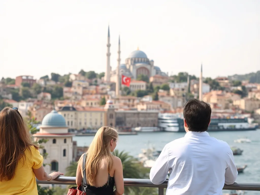 Photo illustrating a travel and tourism experience in Turkey; a light sightseeing trip with cultural landmarks visible, designed for relaxation during dental treatment visits, not focused on individuals.