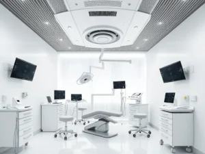 Modern hair transplant clinic interior in Turkey, photorealistic, high quality, clean and minimalist, advanced medical equipment