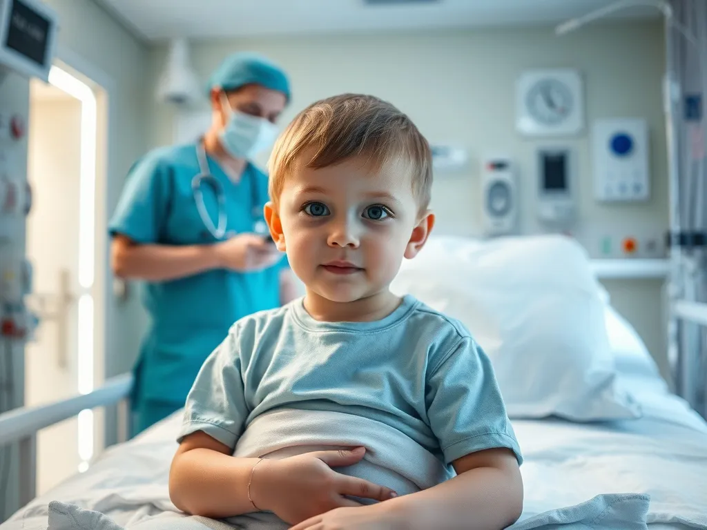 A young patient in a pediatric ICU in Turkey with specialized care, gentle lighting, attentive nursing staff, clean and well-equipped facilities