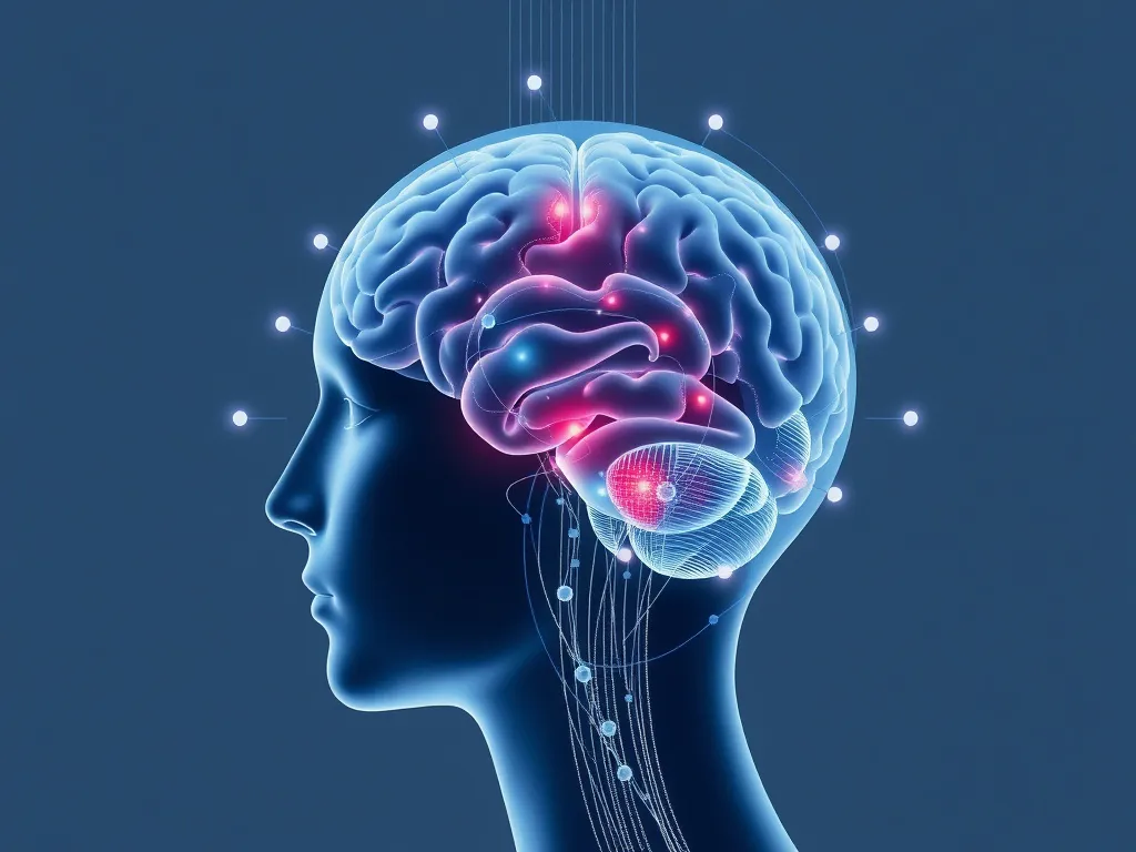 Futuristic concept of closed-loop deep brain stimulation technology, smart sensors detecting brain activity, sleek and innovative design